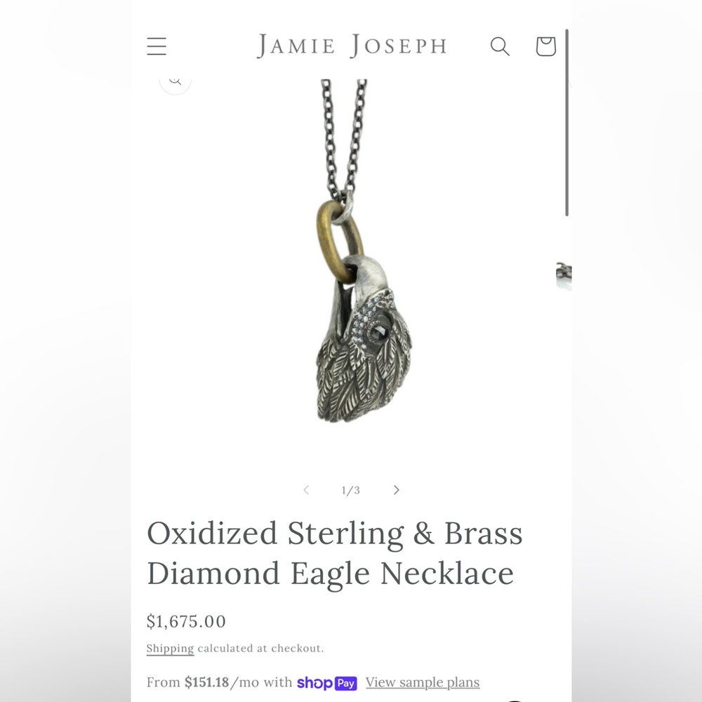 Jamie Joseph Eagle pendant with black diamond eyes and white diamonds